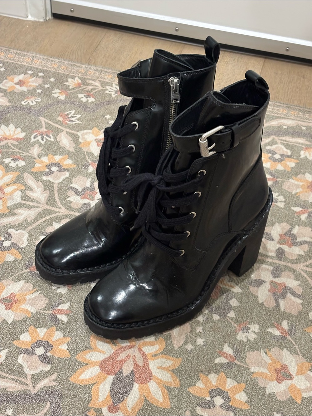 All Saints Lace-Up Chunky Heel Ankle Boots